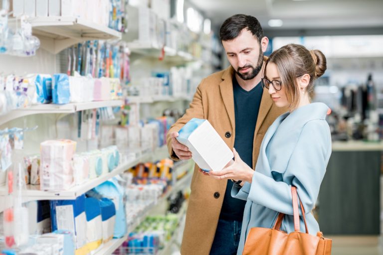 Couple in the pharmacy store